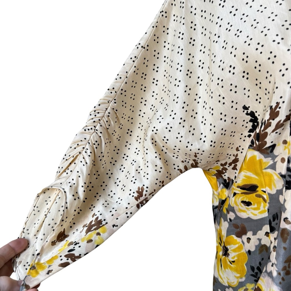 Anthropologie MEADOW RUE Plena Peppered Polka Dot Floral Yellow Shift Dress - Picture 10 of 15